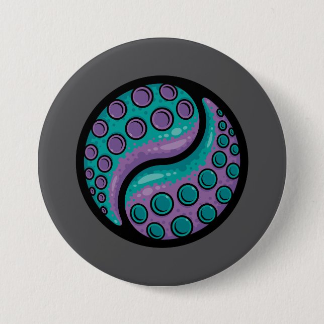 Chapa Redonda De 7 Cm Tentacle Yin Yang (Anverso)