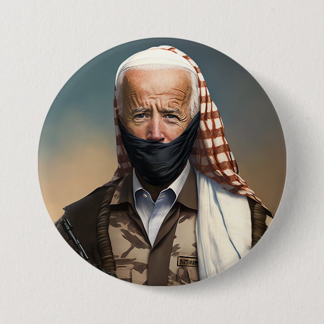 Chapa Redonda De 7 Cm Terrorista Joe Biden (Anverso)