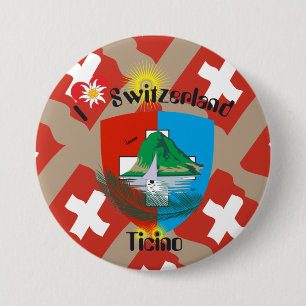 Chapa Redonda De 7 Cm Tessin - Ticino - Botones Schweiz - Svizzera