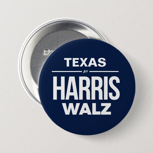 Chapa Redonda De 7 Cm Texas para Harris Walz (Anverso y reverso)