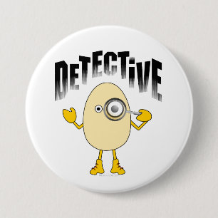 Chapa Redonda De 7 Cm Texto del detective Egghead