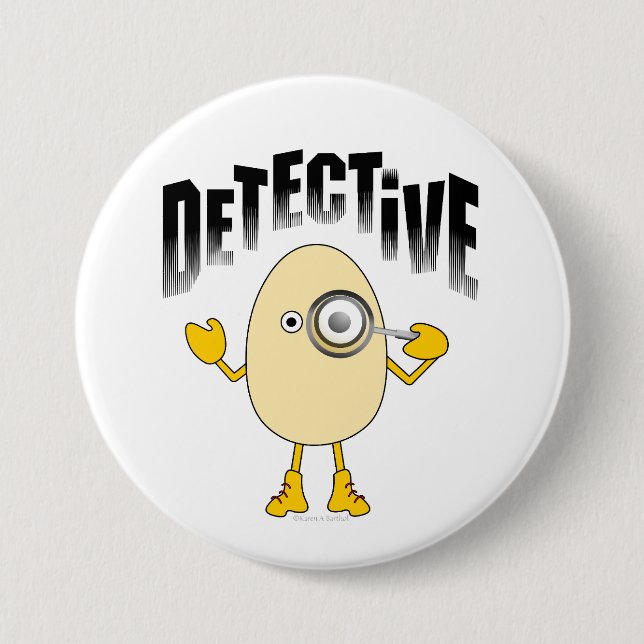 Chapa Redonda De 7 Cm Texto del detective Egghead (Anverso)