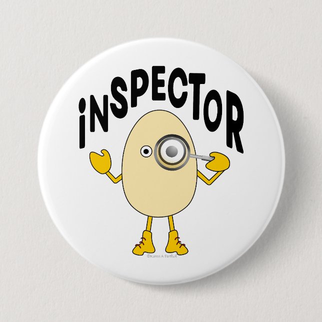 Chapa Redonda De 7 Cm Texto del inspector Egghead (Anverso)