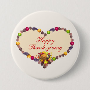 Chapa Redonda De 7 Cm Thankings Heart y Cornucopia