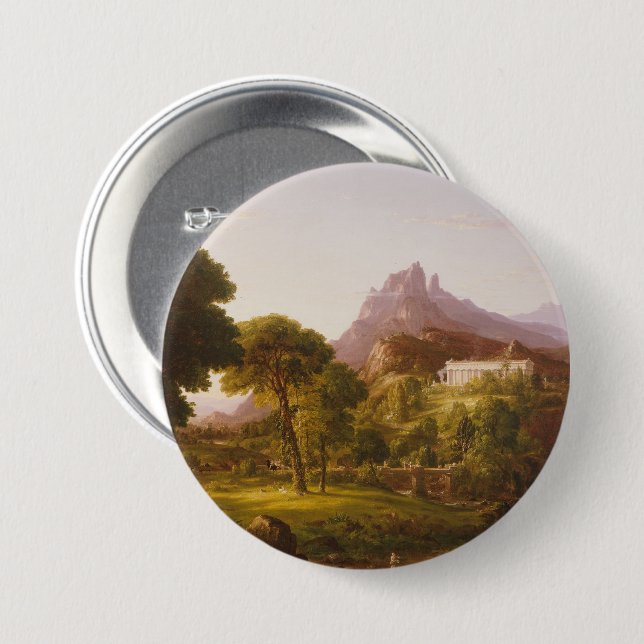 Chapa Redonda De 7 Cm Thomas Cole  Sueño de Arcadia (Anverso y reverso)