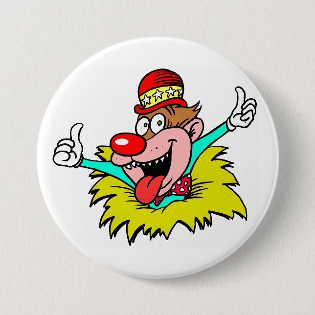 Chapa Redonda De 7 Cm Thumbup, payaso divertido, (Anverso)