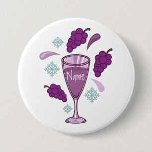 Chapa Redonda De 7 Cm Thunder_Cove de vacaciones de beber vino de cereza