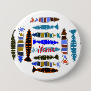 Chapa Redonda De 7 Cm Thunder_Cove, pez rayado multicolor