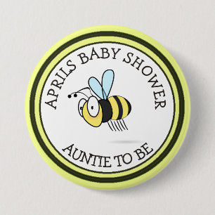 Chapa Redonda De 7 Cm Tía de Baby Shower de la abeja de la miel a ser