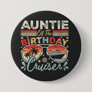 Chapa Redonda De 7 Cm Tía de la ronda de vacaciones de crucero de cumple