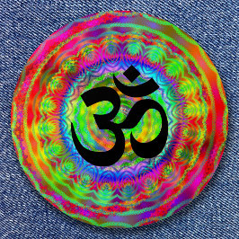 Chapa Redonda De 7 Cm Tiedye Objetivo con Símbolo Om