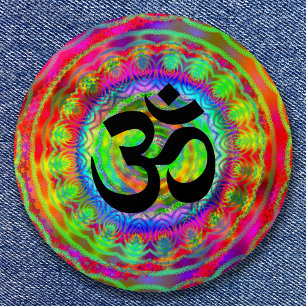Chapa Redonda De 7 Cm Tiedye Objetivo con Símbolo Om