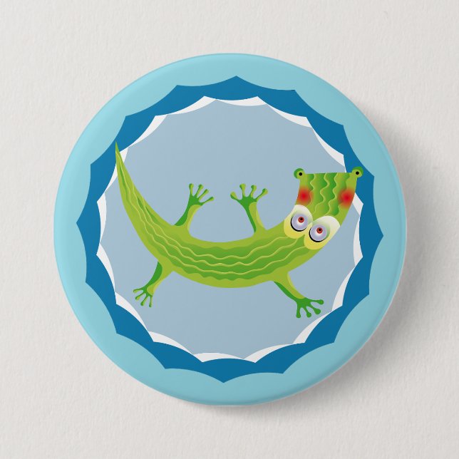 Chapa Redonda De 7 Cm Tierno cocodrilo (Anverso)