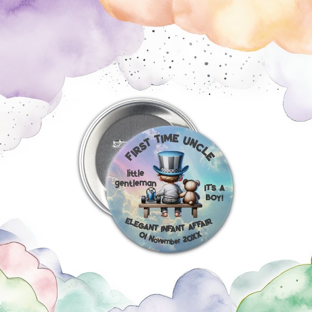 Chapa Redonda De 7 Cm Tío de la primera vez - Es un chico | (Subido por el creador)