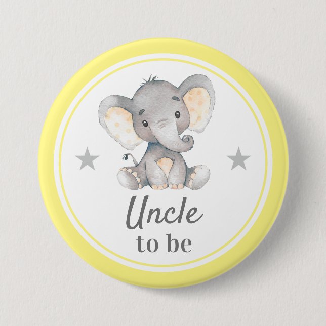Chapa Redonda De 7 Cm Tío será regalo Baby Shower de elefante gris amari (Anverso)
