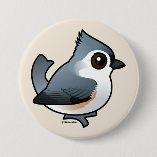 Chapa Redonda De 7 Cm Titmouse copetudo