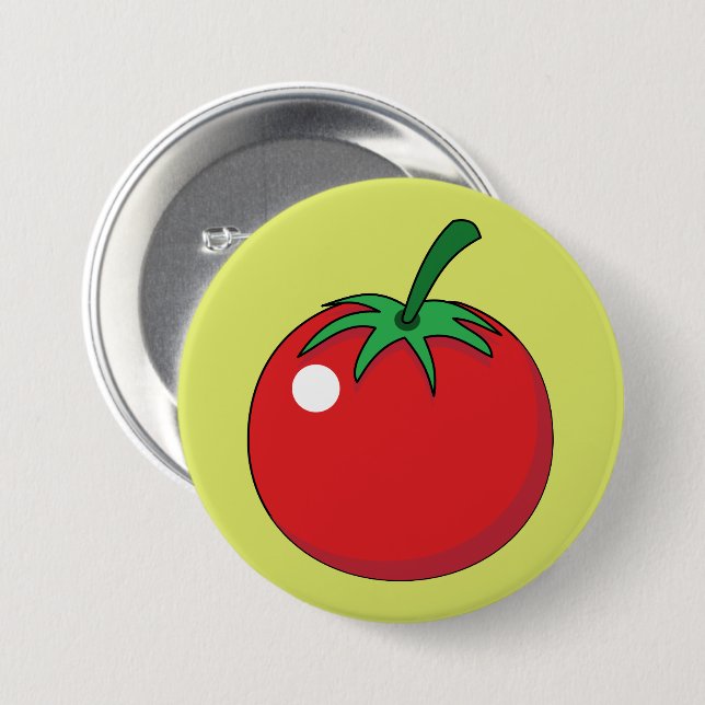 Chapa Redonda De 7 Cm Tomate Rojo (Anverso y reverso)