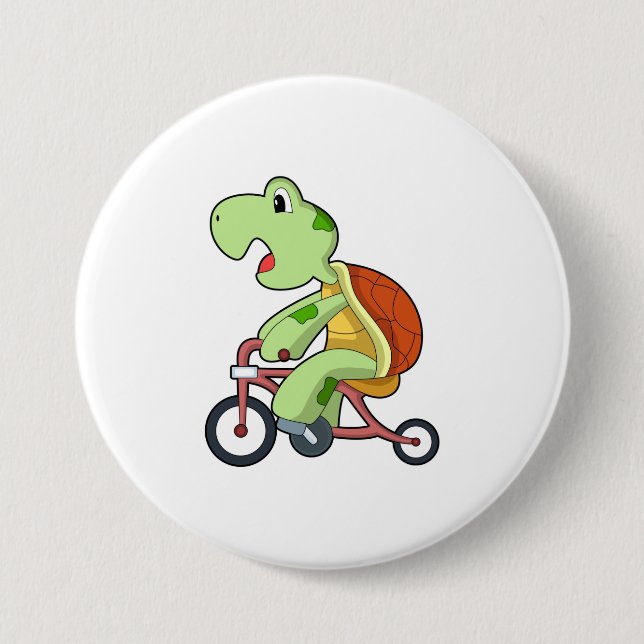 Chapa Redonda De 7 Cm Tortuga con bicicleta (Anverso)