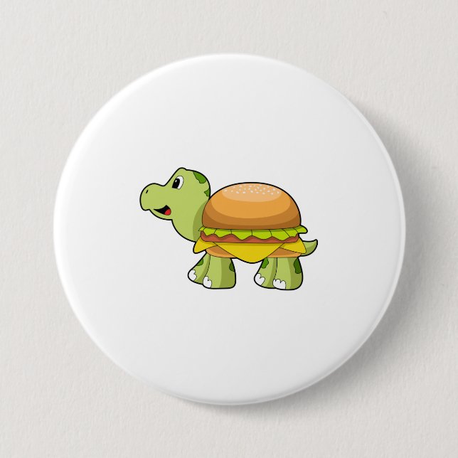 Chapa Redonda De 7 Cm Tortuga con caparazón como hamburguesa. PNG (Anverso)