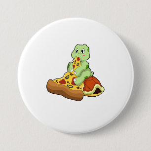 Chapa Redonda De 7 Cm Tortuga con pizza