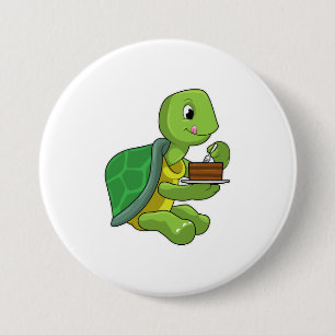 Chapa Redonda De 7 Cm Tortuga con torta