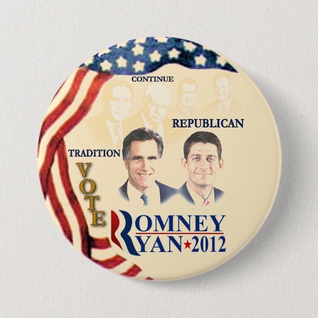 Chapa Redonda De 7 Cm Tradición del GOP: Romney Ryan (Anverso)