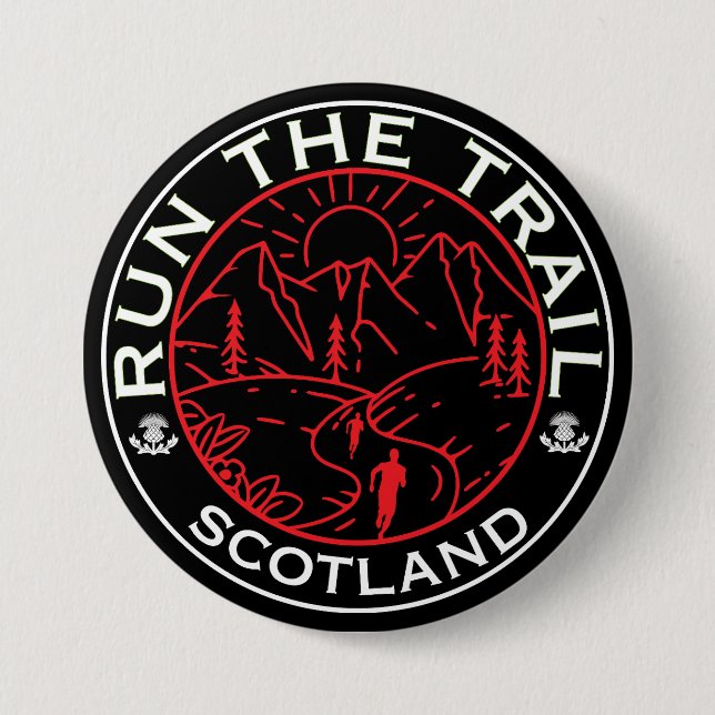 Chapa Redonda De 7 Cm Trail Running Scotland (Anverso)