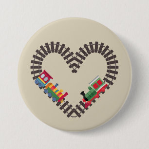 Chapa Redonda De 7 Cm Tren del Día de San Valentín Corazón de Ferrocarri