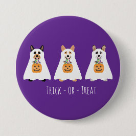 Chapa Redonda De 7 Cm Truco O Tratamiento Corgi Ghost Dogs Halloween