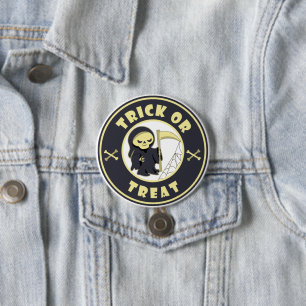 Chapa Redonda De 7 Cm Truco o tratar el carácter de pañal gris de Hallow