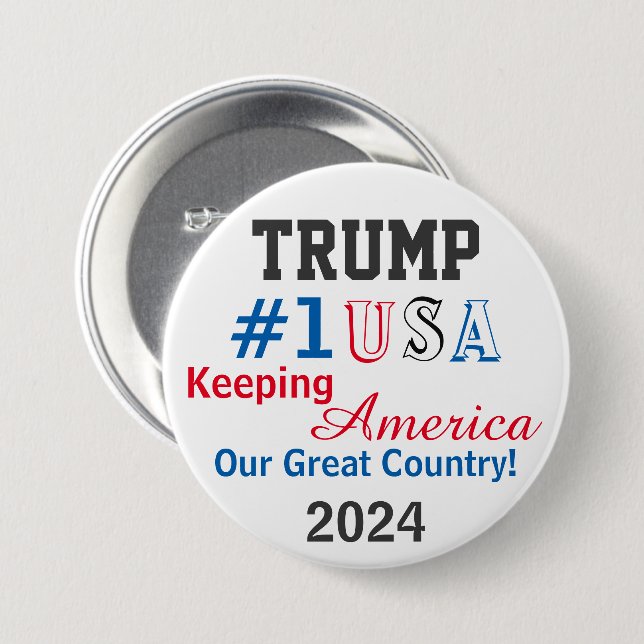 Chapa Redonda De 7 Cm Trump 2024 (Anverso y reverso)