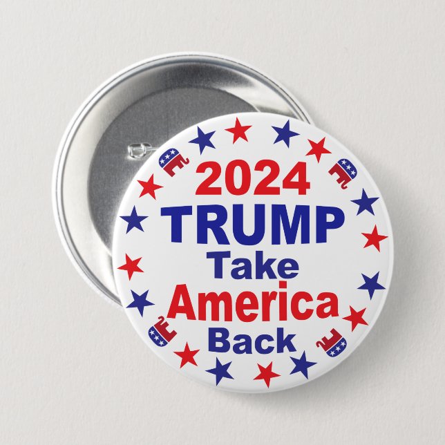 Chapa Redonda De 7 Cm TRUMP 2024 Recuperar Estados Unidos (Anverso y reverso)