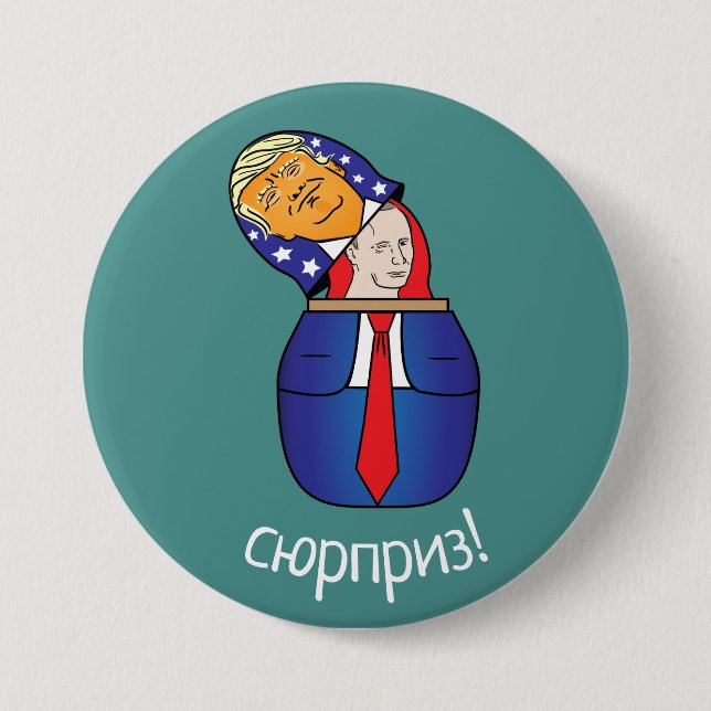 Chapa Redonda De 7 Cm Trump - Muñeca rusa de Putin (Anverso)
