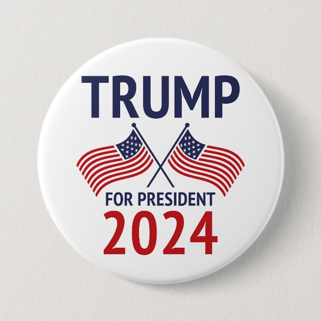 Chapa Redonda De 7 Cm Trump para presidente 2024 (Anverso)
