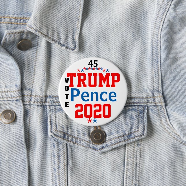 Chapa Redonda De 7 Cm Trump Pence 2020 Azul Blanco Rojo (In situ)