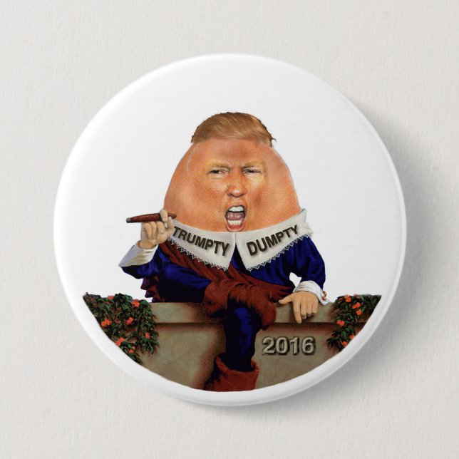 Chapa Redonda De 7 Cm Trumpty Dumpty se sentó en la pared (Anverso)