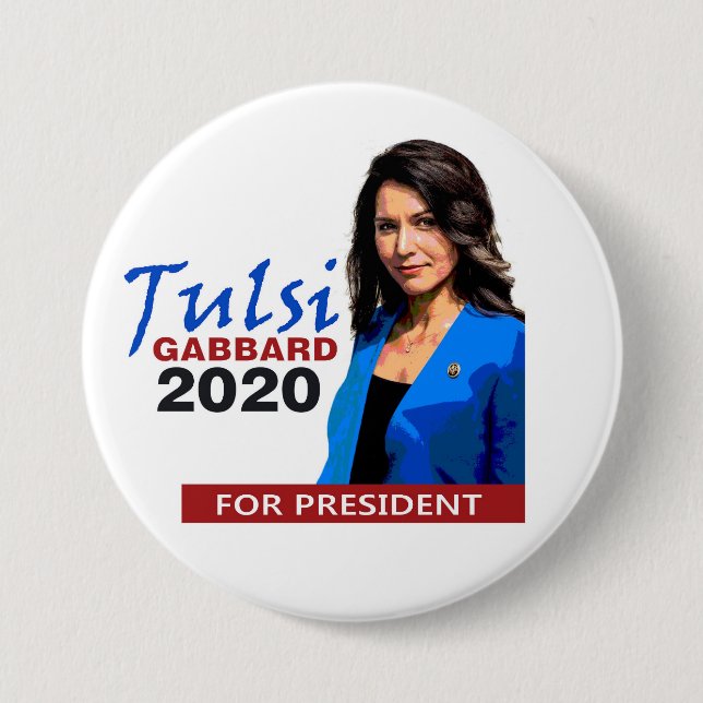 Chapa Redonda De 7 Cm Tulsi Gabbard para el presidente 2020 (Anverso)