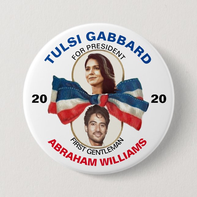 Chapa Redonda De 7 Cm Tulsi Gabbard y Abraham Williams 2020 (Anverso)