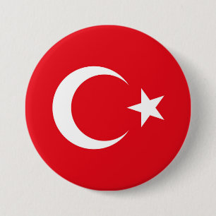 Chapa Redonda De 7 Cm Turkey Flag