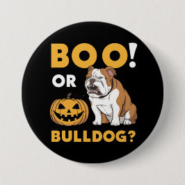 Chapa Redonda De 7 Cm Un bulldog travieso celebra Halloween