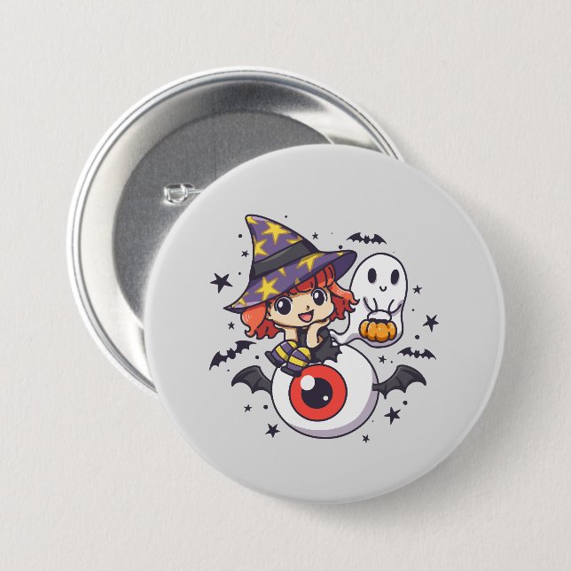 Chapa Redonda De 7 Cm Un chico brujo para Halloween (Anverso y reverso)