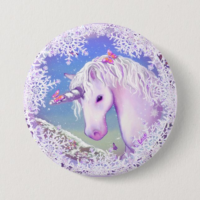 Chapa Redonda De 7 Cm Un paraíso violeta y nieve (Anverso)