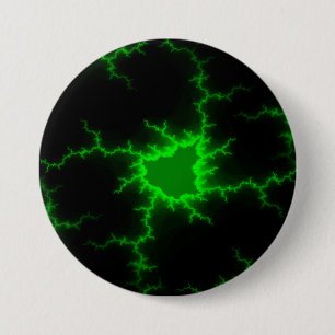 Chapa Redonda De 7 Cm Un rayo verde alienígena golpea en negro picante