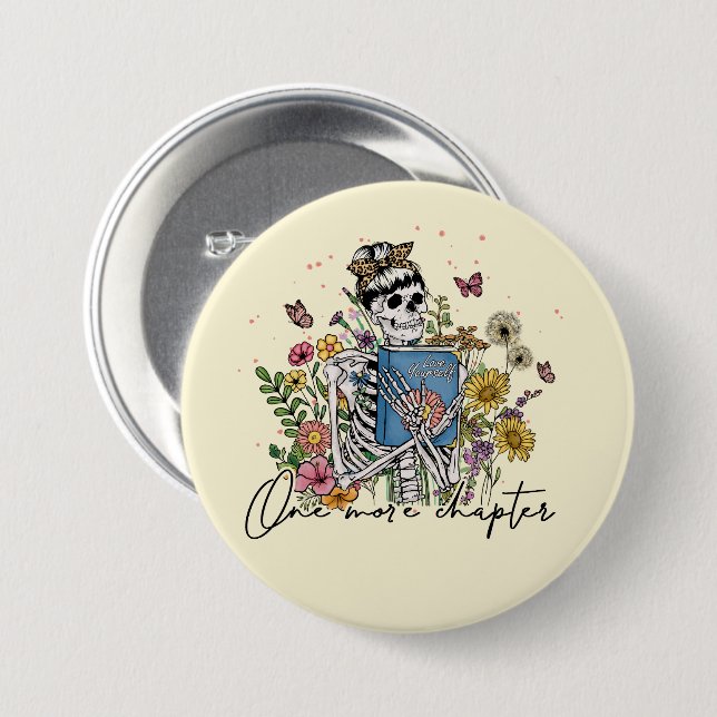 Chapa Redonda De 7 Cm Un Skeleton floral más de capítulo (Anverso y reverso)