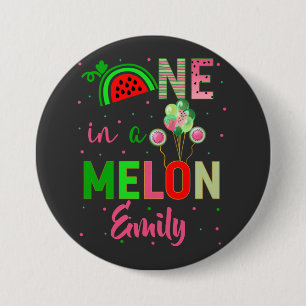 Chapa Redonda De 7 Cm Una en Melon Watermelon Chica de cumpleaños