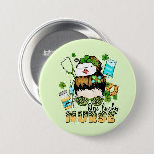 Chapa Redonda De 7 Cm Una enfermera afortunada St. Patrick's