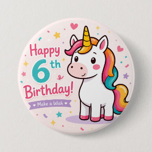 Chapa Redonda De 7 Cm Unicornio Caprichoso Cumpleaños Mágico 6