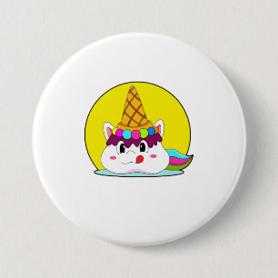 Chapa Redonda De 7 Cm Unicornio con helado