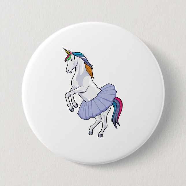 Chapa Redonda De 7 Cm Unicornio en ballet con falda (Anverso)