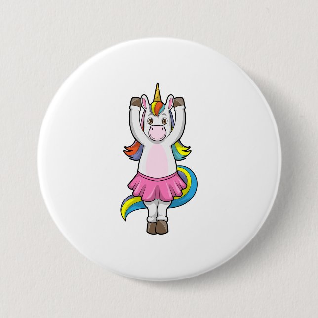 Chapa Redonda De 7 Cm Unicornio en Ballet Dance con Skirt (Anverso)